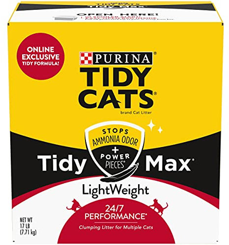 Purina Tidy Cats LightWeight, Scoopable Clumping Cat Litter, Tidy Max 24/7 Performance Formula - 17 lb. Box