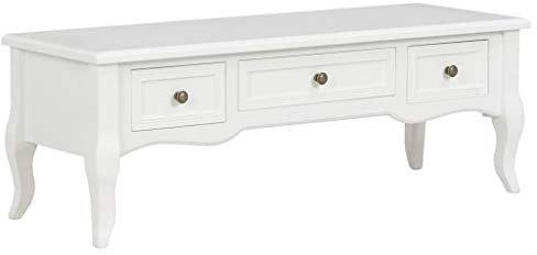 Tidyard TV Cabinet French Style for TV Wine Bedside with 1 Large Drawer and 2 Small Drawers and Storage Durable Fashion Modern 100x35x35 cm MDF and Pinewood