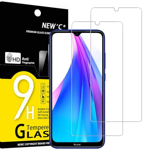 NEW'C 2 Piezas, Protector Pantalla para Xiaomi Redmi Note 8T, Cristal templado Antiarañazos, Antihuellas, Sin Burbujas, Dureza 9H, 0.33 mm Ultra Transparente, Ultra Resistente