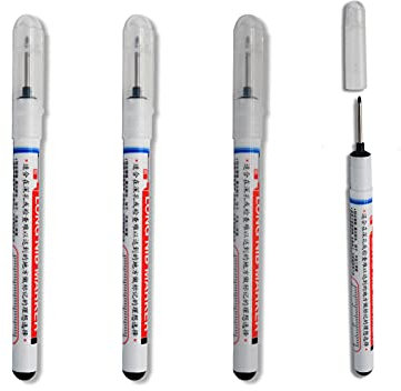 SagaSave Rotulador permanente para perforaciones de agujero profundo de 20 mm, punta extralarga, impermeable, para marcar zonas de difícil acceso, color negro, 4 unidades