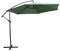 Alfresia 3 Metre Hanging Cantilever Parasol - 3M Garden Hanging Umbrella for Outdoor Patio, Water Resistant, UV Protected, Hand Crank Mechanism, Air Vent, Flexible Sun Shade, Green