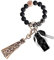Senidea Elastisches Armband Schlüsselanhänger für Damen - Silikon Perlen Keychain Schlüsselbund - Auto Leopard Design