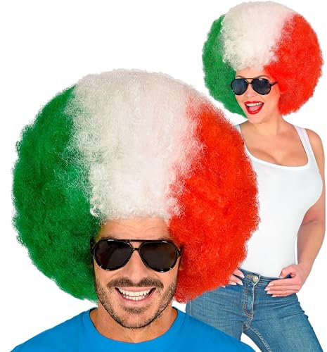 W WIDMANN MILANO Party Fashion 03001 - Lockenperücke Italien, Rot-Weiß-Grün, Fan-Artikel, WM, EM, Public Viewing, Fußball