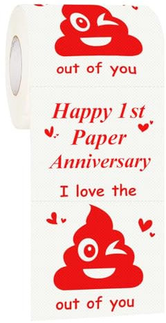 Rouleau de papier toilette avec inscription « Happy Anniversary » - Cadeau amusant pour homme et femme - Cadeau de mariage ou de rencontre - Décoration de fête pour lui ou pour elle