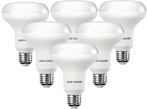 paul russells E27 Spotlight 10W LED Reflector R80 Light Edison Screw, 60w Equivalent Bulb, 940 Lumen, 4000K Cool White, Frosted 120° Beam Angle ES Energy Saving Non-Dimmable Lightbulbs, 6 Pack