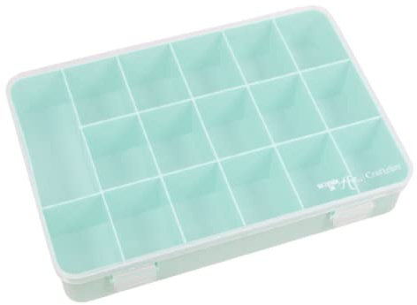 Craftelier - Aufbewahrungsbox mit 17 Fächern für Scrapbooking und Bastelarbeiten | Maße 26,5 x 17,8 x 4,2 cm (10,4 x 7 x 1,65) - Transparent und Türkis