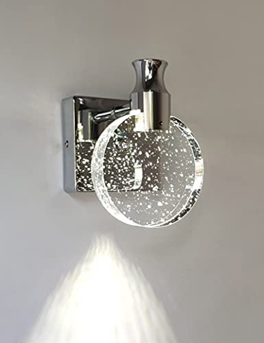 KRIPINC Kristall Wandleuchte, Silber LED Wandleuchte, Wandlampe Vintage, Rund Kristall Wandlampe für Wohnzimmer Schlafzimmer Nachttisch Badezimmer Flur (Klein)