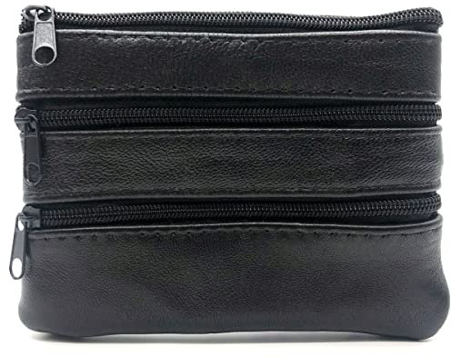 Charmoni - Porte Monnaie - Portefeuille - Multi Poches - en Cuir véritable - pour Homme (Cuir, Noir)