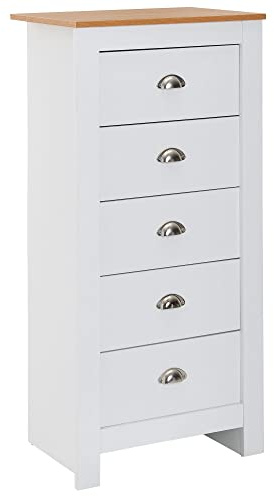 KADIMA DESIGN Eiche-Weißes Sideboard, 5 Schubladen, Platzsparender Stauraum, Melaminharzbeschichtung