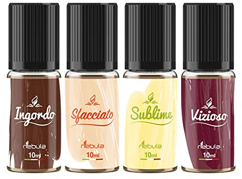 NEBULA | ANIMA - Kit 4 Aromi Alimentari 4x10mil | Sublime, Crema al limone - Sfacciato, Melone - Ingordo, Biscotto e Cocco - Vizioso, Classico secco | Alta Qualità