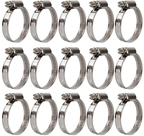 15 Stück Schlauchschellen-Set, Verstellbare Edelstahl-Rohrschellen, 25–40 mm Schlauchklemmen-Sortiment-Kit für Hausgasleitung, Wasserleitung, Waschmaschine, Fahrzeug