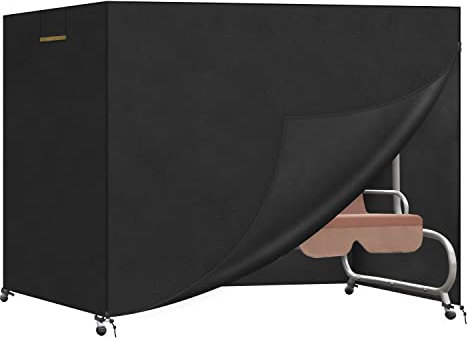 VANSHEIM Garden Swing Cover 3 Seater Garden Hammock Cover with Zip Garden Swing Chair Covers 3 Seater Heavy Duty Waterproof with Air Vents Click Straps Oxford Polyester Swing Cover Set 215x154x170cm