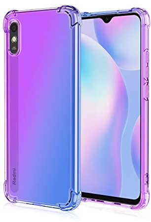 WILLIS Coque pour Xiaomi Redmi 9A /Redmi 9AT, Housse de Protection de Couleur Dégradée Transparente, Étui de Téléphone Anti-Chute et Anti-Rayures