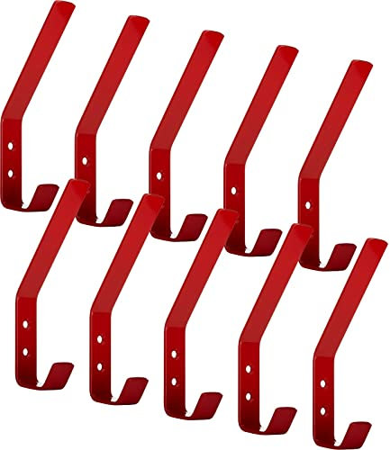 SOTECH 10 x Kleiderhaken Loxten 142 x 20 x 45 mm signalrot, Garderobenhaken aus echt Edelstahl, Wandhaken mit 3 mm Materialstärke, Jackenhaken mit abgerundeten Kanten