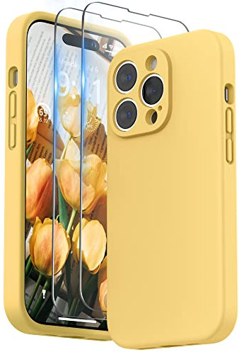 SURPHY für iPhone 14 Pro Hülle Silikon mit Displayschutzfolie & Kameraschutz, Stoßfeste Handyhülle iPhone 14 Pro Case Schutzhülle 6,1 Zoll 2022, Sonnenlicht