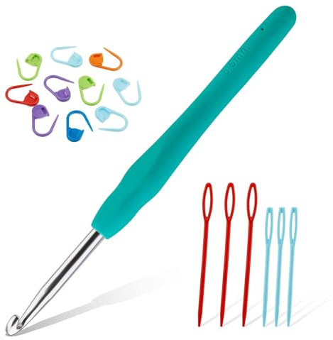 ENCHOL 5.5 mm Crochet Hook, Soft Handle Aluminum Crochet Hook, Ergonomic Knitting Crochet Needle for Beginners Handmade DIY Knitting Crochet