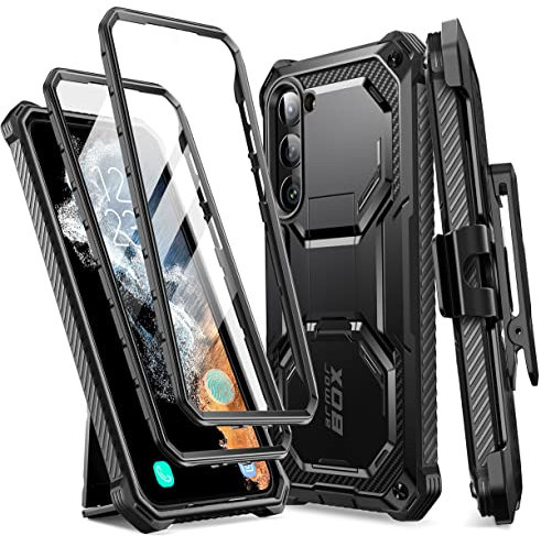 i-Blason Armorbox Series Hülle für Samsung Galaxy S23 5G Bumper Case mit 2 Vorderseite (ohne Displayschutz + mit Displayschutz) 2023 Ausgabe (Schwarz)