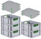 PROREGAL SuperSparSet 5x Eurobox NextGen Color mit Auflagedeckel & Schiebeschnappverschlüsse, HxBxT 17x30x40cm, 16L, Griffe grün offen, Glatter Boden, Eurobehälter Transportbox Transportbehälter