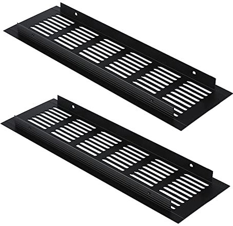 2 griglie di ventilazione da 80 mm, in lega di alluminio, colore nero, per prese d'aria da parete, per zoccolo della cucina, armadio, armadio [80 mm x 250 mm]