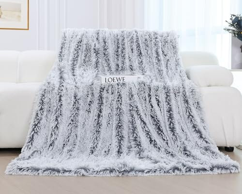 KANKAEU Kuscheldecke Flauschig 160×200 cm, Super Weich & Warme Decke, Farbverlauf Grau Kuscheldecke, Hochwertige Wohndecke, Fleecedecke, Sofadecke, Tagesdecken, Couchdecke
