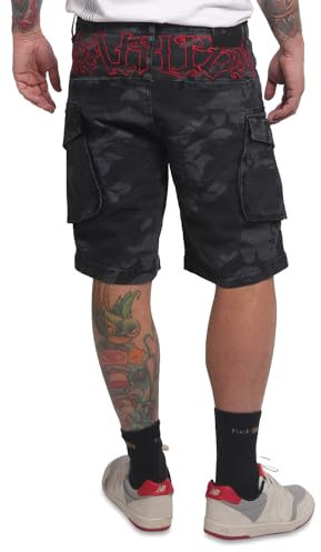 Yakuza Herren Ancient Cargo Shorts, Camouflage Grey, 33W