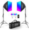 Neewer RGB Softbox Lighting Kit with App Control & 9 Effect Modes, 2 Pack 24W CE/UKCA Certified LED Bulbs CRI93+ TLCI98+, E27 Porcelain Sockets, 24 Softboxes, for Studio Photography Lighting, NK800