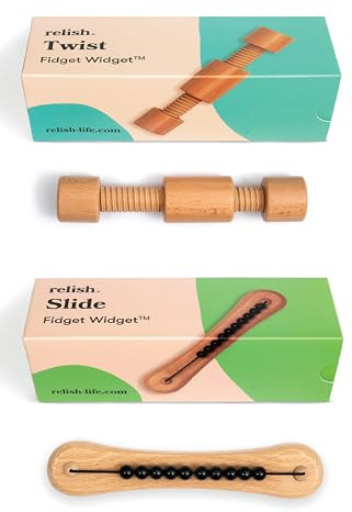 Relish Fidget Widget Doppelpack – Holz-Fidget-Spielzeug für die Demenz | Sensorikprodukt für Menschen mit Demenz und Alzheimer. Fidget-Spielzeug für Senioren.