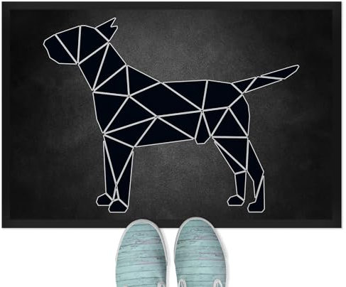 JUNIWORDS Fußmatte, Bullterrier, Origami-Stil, 120 x 80 cm, mit Gummirand (1010172)