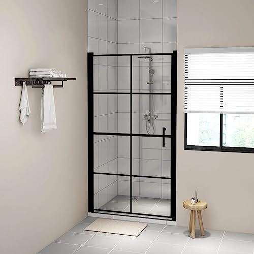 Modernen Nischendusche Duschtür, Duschtür Hartglas 100x178 cm Schwarz Einstellbare Größe + ESG-Glas Montage stabil + Leicht zu reinigen