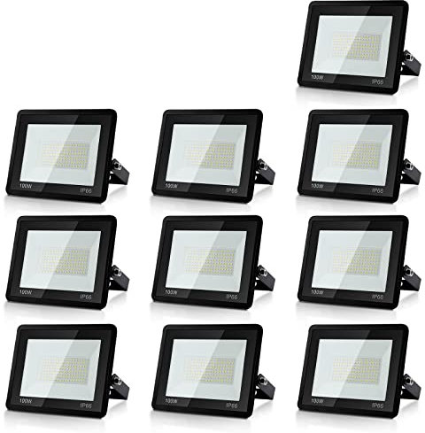 Randaco LED Strahler Außen 50W Kaltweiß | 10 Stück IP66 Wasserdicht LED Scheinwerfer Aussen, LED Fluter mit 1m Stromkabel, 4250LM 6000K Außenstrahler Scheinwerfer für Auffahrt, Garten, Haus, Hof