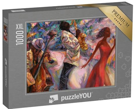 Puzzle 1000 Teile XXL „Jazz-Sänger, Jazz-Club, Jazz-Band, Ölgemälde“ – aus der Puzzle-Kollektion Kunst & Fantasy