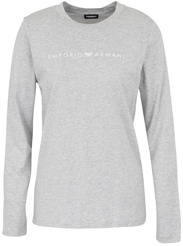 Emporio Armani Damen Iconic Logoband Long Sleeve T-Shirt, Hellgrau, M