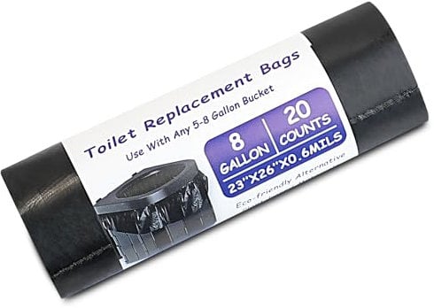 20PCS 8-Gallon Portable Toilet Bags, Biodegradable 30L Small Bin Liners, Black Food Waste, Camping Toilet, 100% Compostable Rubbish for Household Garden Kitchen Office Home Pet