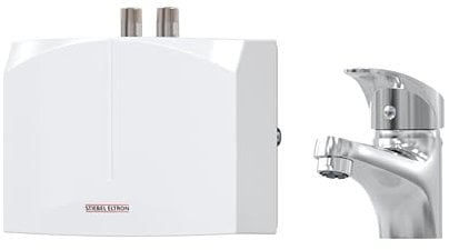 STIEBEL ELTRON Mini chauffe-eau hydraulique instantané DNM 3 + MAE-W avec robinet pour lavabo à main, 3,5 kW, avec prise 230 V, certifié VDE, 205970