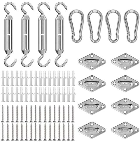 AUMAYCO M5 Markisenbefestigungsset 80 Stück, Heavy Duty Sonnensegel Edelstahl Hardware Kit für Garten Hof Dreieck und Quadrat, Rechteck, Sonnensegel Befestigung von Zubehör