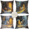 Outdoor Kissen Wetterfest 4er Set, Weihnachten Kissenbezug 45x45, Wagen Muster Kissenbezüge mit Unsichtbarem Reißverschluss, Outdoor Dekokissen Couch Garten Zierkissen, Geschenke für Frauen O-253
