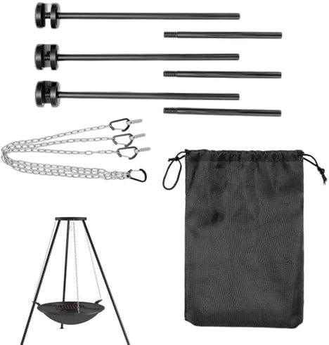 Outdoor Kitchen Tripod - Bonfire Tripod Grill, Campfire Kitchen Stand | Tripod Hook With Kitchen Lantern With Dutch Oven, Adjustable Bonfire Grill Stand P