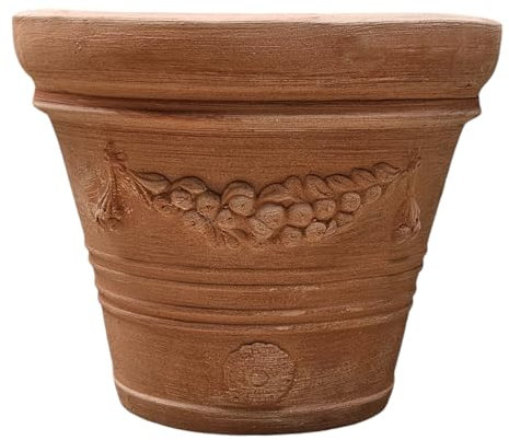 Liscio Toscana Limoni Toscana - Vaso da fiori in terracotta artigianale italiana, 25 cm - 40 cm, assolutamente resistente al gelo, terracotta italiana (40cm, Festone Toscana)