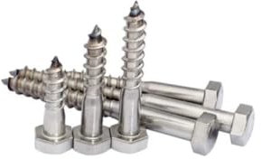 25x M5 x 25mm A2-304 Stainless Steel Coach Screw Hex Hexagon Head Wood Screws Lag Bolts Wood Masonry Brick Concrete Wall Fixing Lag Screw Bolts for Fencing Aerial Shelves