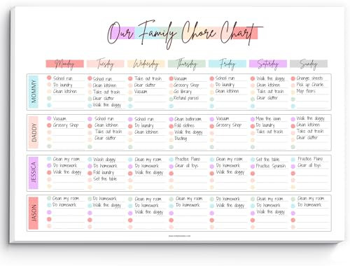 Bloc de notas de tabla de tareas familiares, planificador familiar, calendario, centro de comando del hogar, 50 hojas extraíbles sin fecha, A4 arcoíris