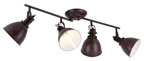 Globo Deckenleuchte 4 Strahler Spotleiste Strahler beweglich Spotleuchte Deckenlampe, Metall rost, 4x E14 Fassungen, LxBxH 80x15x20 cm