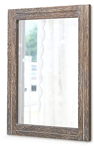 AAZZKANG Large Mirror with Wood Framed 28x20 Rectangle Rustic Wall Mirror Decor for Bedroom Bathroom Living Room Entryway