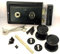 SCORPIO Hardware Rim Lock Knob Set Black, Complete with Rim Lock 6x4, Plastic Rim Door Knob Pair, Escutcheons & Fixings for Wooden Barn, Gate and Shed Doors