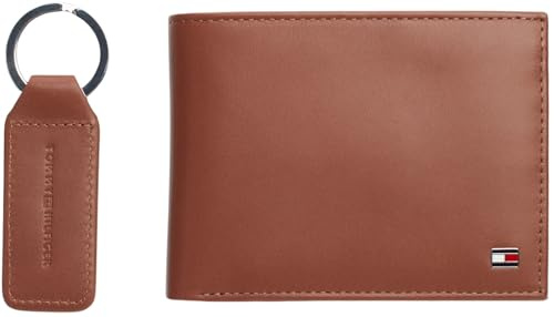 Tommy Hilfiger Men’s Eton Wallet and Key Chain Gift Set, Brown (Cognac), One Size