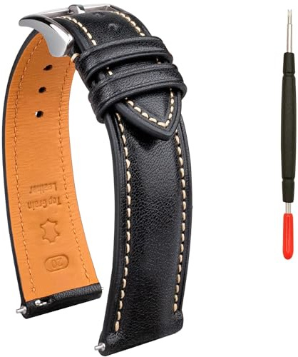 Gomvadr Quick Release Leder Uhrenarmband 20mm Leder, Zwei-Ton Öl-gegerbtes Leder Uhrenarmbänder 18mm 19mm 20mm 21mm 22mm Ersatz Uhrenarmband für Männer Frauen