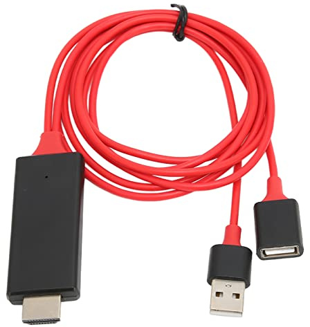Yosoo Health Gear HDMI Adapter Cable for Phone to TV, 1080P HD Multimedia Interface HDTV Cable, HDMI Adapter Cable Connector Mobile Phone to TV Projector Monitor (Red)