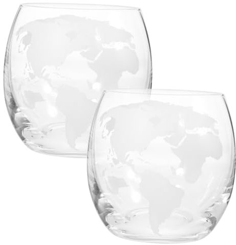 ABOOFAN 1 Set Tazza Stampa Mappa Tieni La Tazza Tazze Per Bevande Bicchieri Da Whisky Con Mappamondo Tazze Da Caffè Pinta Cocktail Distributore Brandy Doppio Bicchiere Transparent 2 Pezzi