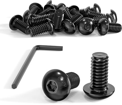 Wavanta Tornillos de cabeza de botón M5 x 10 mm, tornillos Allen, acero al carbono grado 10,9, acabado de óxido negro, paquete de 20