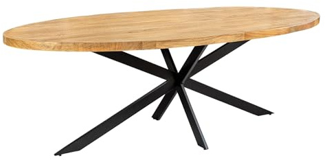 Riess Ambiente Massiver Esstisch Galaxie - 240cm - braun Mangoholz oval schwarz Eisen Sterngestell Esszimmertisch Tisch Konferenztisch