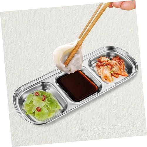 Plateau de service de fruits secs, 3 pièces, compartiment for vinaigre de soja coréen, mini sous-soucoupe, grille de sucre for barbecue, assiette à grille divisée, bols, assaisonnement for trempette,